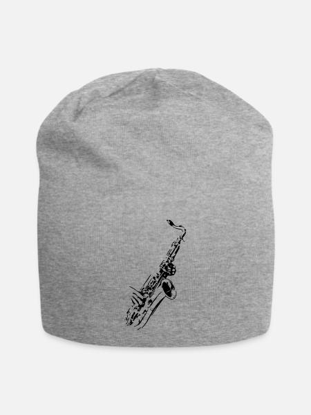 Saxophone instrument de musique musicien orchestre cor * - Bonnet en jersey - gris chiné