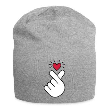K-pop heart, Korea K pop music symbol, finger, hand - Jersey Beanie - heather grey - Front