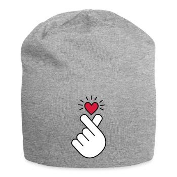 K pop heart, korea, k pop, music, symbol, hand, pop - Jersey Beanie - heather grey - Front