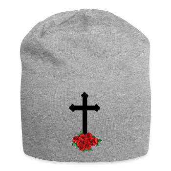 Rosen Trauer Tod Kreuz Beerdigung Jenseits Grab - Jersey-Beanie - Grau meliert - Vorne