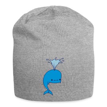 Water splashing whale - Jersey Beanie - heather grey - Front