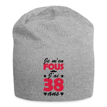 j'ai 38 ans / cadeau anniversaire 38 ans - Bonnet en jersey - gris chiné - Devant