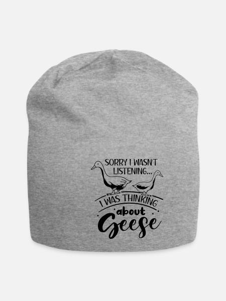 Denken Sie an Gänse ironisches Sprichwort Cute - Jersey-Beanie - Grau meliert