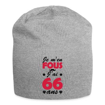 je m en fous j ai 66 ans - Bonnet en jersey - gris chiné - Devant