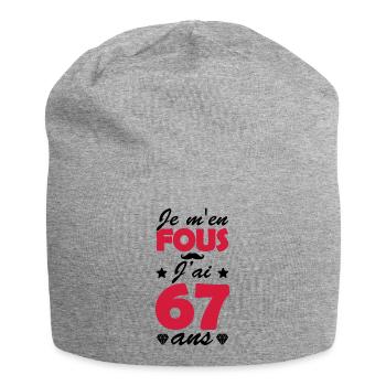 j ai 67 ans / cadeau anniversaire 67 ans - Bonnet en jersey - gris chiné - Devant