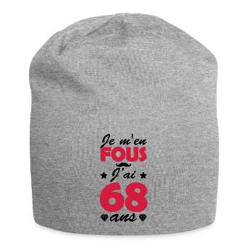 j ai 68 ans / cadeau anniversaire 68 ans - Bonnet en jersey - gris chiné - Devant