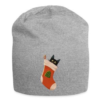 Katze in Stiefel - Jersey-Beanie - Grau meliert - Vorne