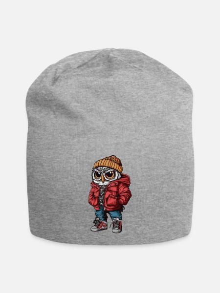 Eule Winter Fashion - Jersey-Beanie - Grau meliert