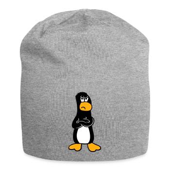 Pinguin Wütend beleidigt verschränkte Arme sauer - Jersey-Beanie - Grau meliert - Vorne