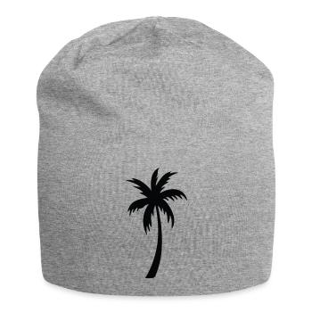 Tropical Palm Tree Silhouette Gift Summer - Jersey Beanie - heather grey - Front