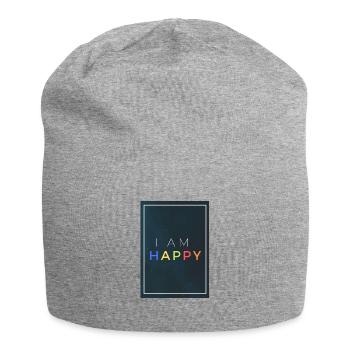 I am happy colorful - Jersey Beanie - heather grey - Front