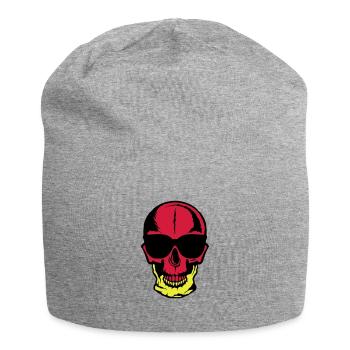 head of death skull halloween drawing moon - Jersey Beanie - heather grey - Front