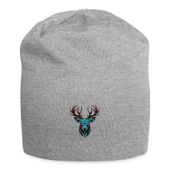 Hirsch Porträt Bunt - Jersey-Beanie - Grau meliert - Vorne