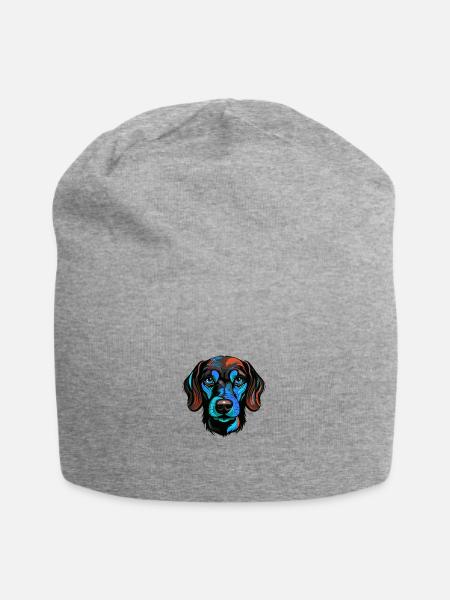 Dachshund Hund Porträt Bunt Dackel - Jersey-Beanie - Grau meliert