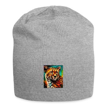 Cheetah Portrait - Jersey Beanie - heather grey - Front