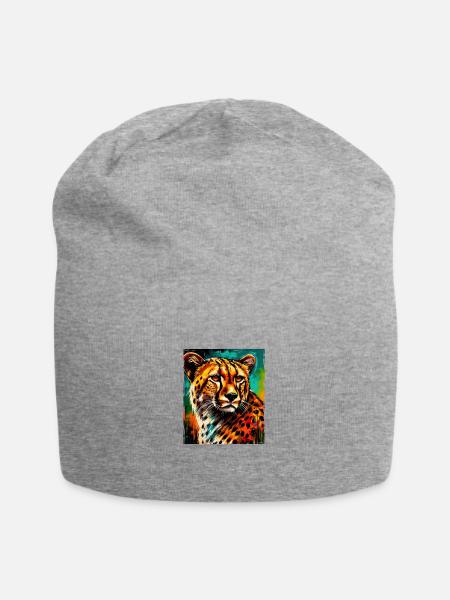Gepard Porträt - Jersey-Beanie - Grau meliert