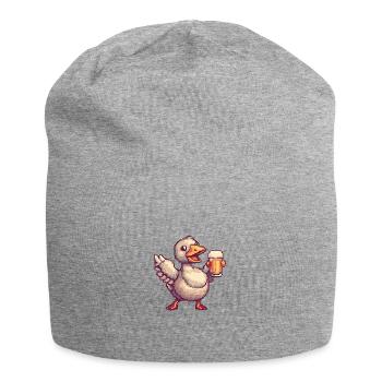 Goose Beer Pixel - Jersey Beanie - heather grey - Front