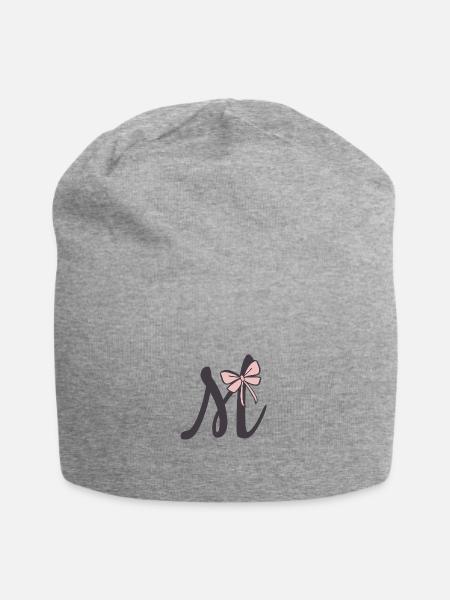 Anfangsbuchstabe M Schleifchen - Jersey-Beanie - Grau meliert