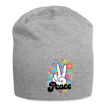 Peace Hippie | Hippies 60er Sprüche Geschenkideen - Jersey-Beanie - Grau meliert - Vorne