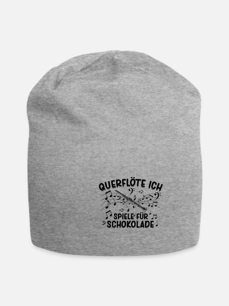 Querflöte Schokolade Flötenspieler Musik Geschenke - Jersey-Beanie - Grau meliert
