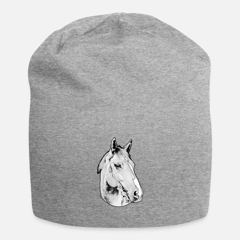 Pferdekopf - Jersey-Beanie - Grau meliert