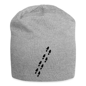 Schuhabdrücke - Jersey-Beanie - Grau meliert - Vorne