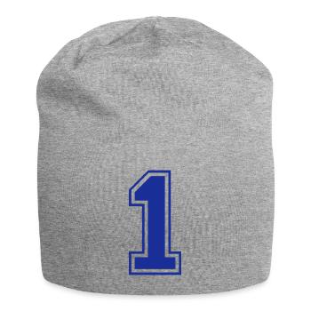 1 - Nummer - Zahl - Jersey-Beanie - Grau meliert - Vorne