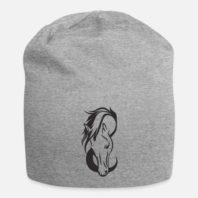 Schöner Pferdekopf - Jersey-Beanie - Grau meliert