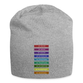 no racism no sexism no fascism no transphobia - Jersey Beanie - heather grey - Front