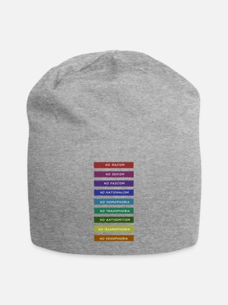 no racism no sexism no fascism no transphobia - Jersey-Beanie - Grau meliert