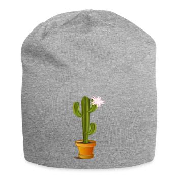 Cactus enchanteur dans un pot de fleurs avec fleur - Bonnet en jersey - gris chiné - Devant