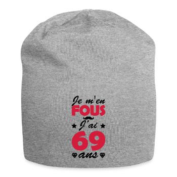 j ai 69 ans / cadeau anniversaire 69 ans - Bonnet en jersey - gris chiné - Devant