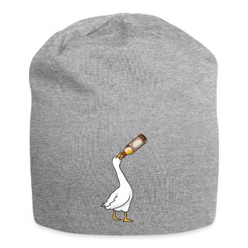 Beer bottle drinking goose drunk alcohol - Jersey Beanie - heather grey - Front