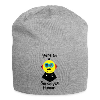 Here to serve you human - Jersey Beanie - heather grey - Front