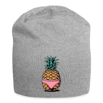 Pineapple in Pink - Jersey Beanie - heather grey - Front