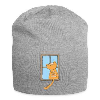 katze am fenster - Jersey-Beanie - Grau meliert - Vorne