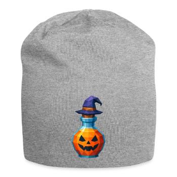 Low poly pumpkin in a witch vial - Jersey Beanie - heather grey - Front