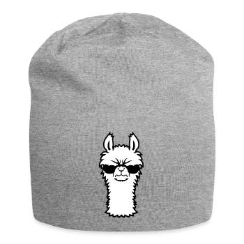 Lama Wütend Cool Sonnenbrille Pelzig Alpaka Sauer - Jersey-Beanie - Grau meliert - Vorne