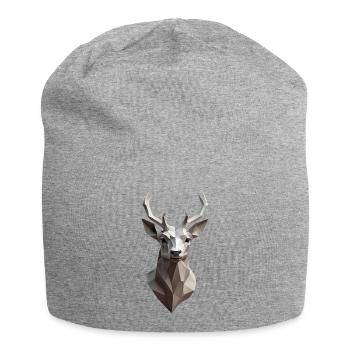 Geometric Deer Head Low-Poly - Jersey Beanie - heather grey - Front