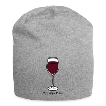 Mon verre de vin de Happy Place - Bonnet en jersey - gris chiné - Devant