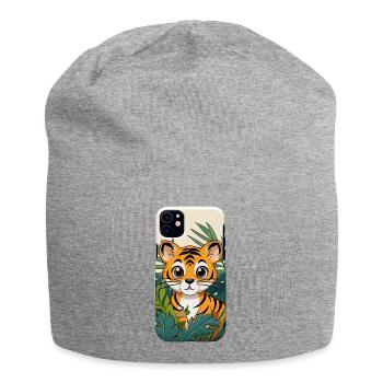 Tigerjunge im Dschungel - Jersey-Beanie - Grau meliert - Vorne