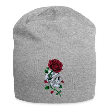 Crâne Tête De Mort Rose Rouge Gothique - Bonnet en jersey - gris chiné - Devant