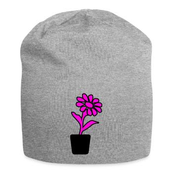 Blume - Jersey-Beanie - Grau meliert - Vorne