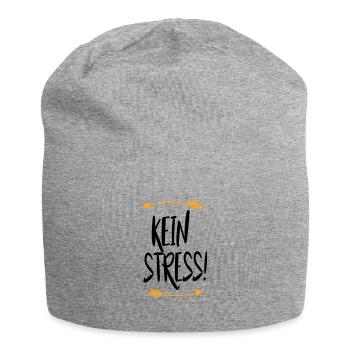 Sprüche Kein Stress - Jersey-Beanie - Grau meliert - Vorne