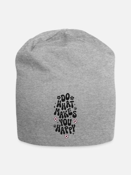 Do what makes you happy Spruch Trendy Retro Peace - Jersey-Beanie - Grau meliert