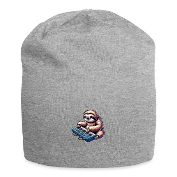 Sloth Keyboard Player Musician Smooth - Jersey Beanie - heather grey - Front