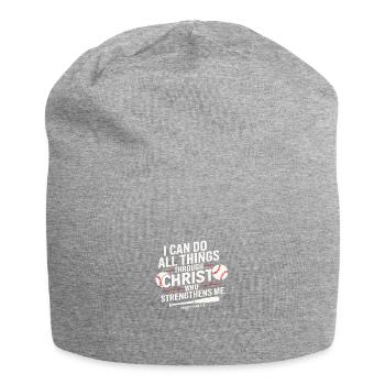 I can do everything through Christ Baseball Christian - Jersey Beanie - heather grey - Front