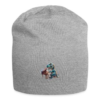 Cooler Dino Pianist Musik Fan Design - Jersey-Beanie - Grau meliert - Vorne