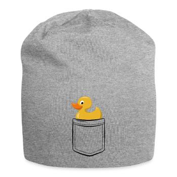 Meine Gummi-Ente in der Tasche - Brusttasche - Jersey-Beanie - Grau meliert - Vorne