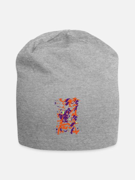 abstrakte Arbeit - Jersey-Beanie - Grau meliert